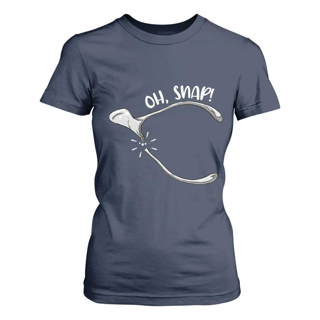 Funny Thanksgiving Oh Snap T Shirt For Women Turkey Wishbone TS11 Navy Print Your Wear