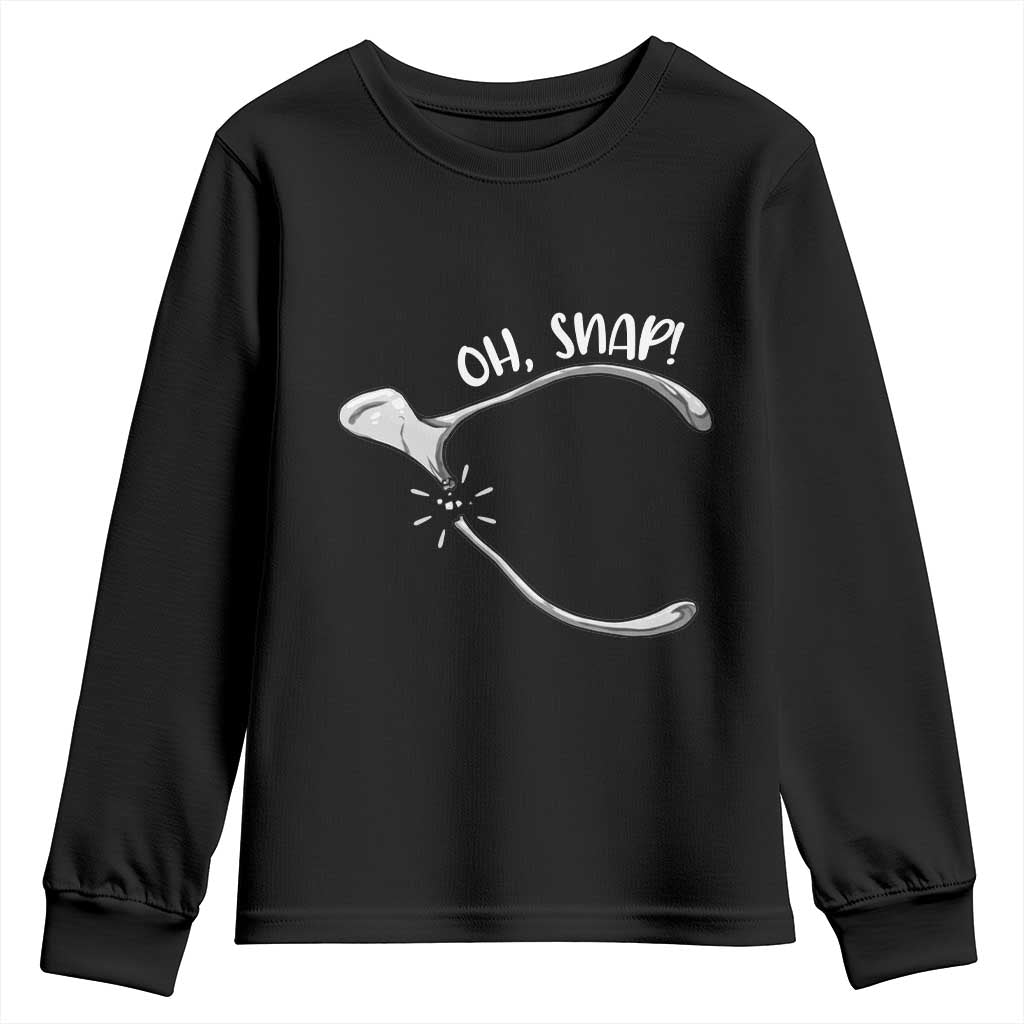 Funny Thanksgiving Oh Snap Youth Sweatshirt Turkey Wishbone TS11 Black Print Your Wear