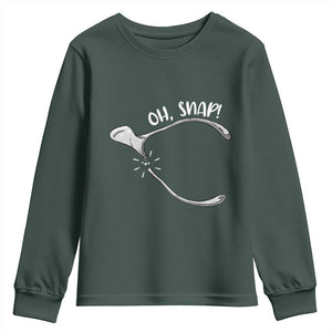 Funny Thanksgiving Oh Snap Youth Sweatshirt Turkey Wishbone TS11 Dark Forest Green Print Your Wear