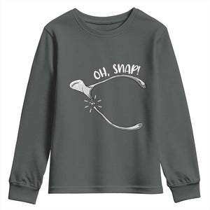 Funny Thanksgiving Oh Snap Youth Sweatshirt Turkey Wishbone TS11 Dark Heather Print Your Wear