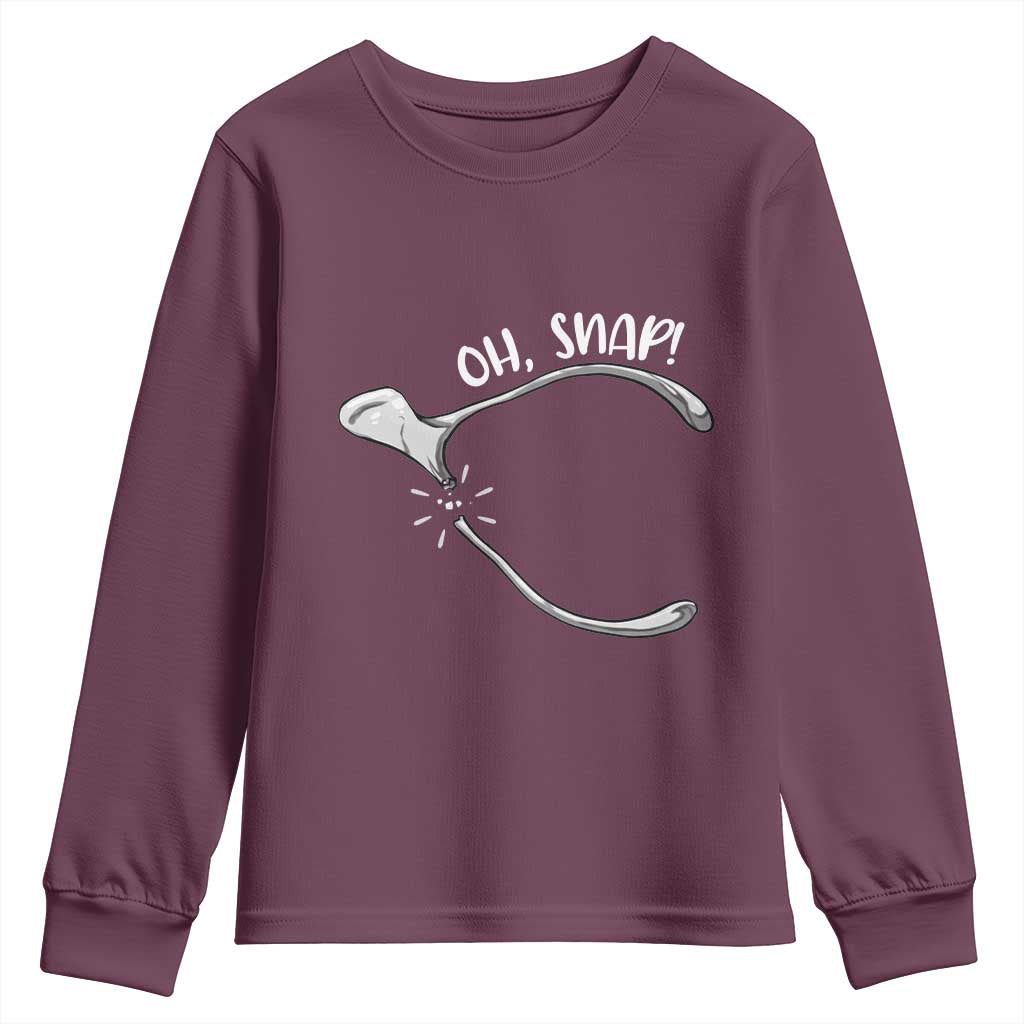 Funny Thanksgiving Oh Snap Youth Sweatshirt Turkey Wishbone TS11 Maroon Print Your Wear