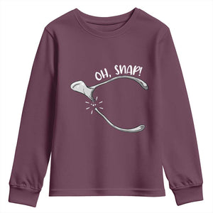 Funny Thanksgiving Oh Snap Youth Sweatshirt Turkey Wishbone TS11 Maroon Print Your Wear