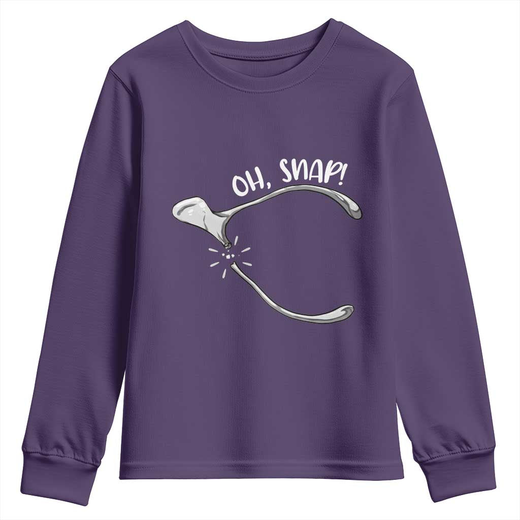 Funny Thanksgiving Oh Snap Youth Sweatshirt Turkey Wishbone TS11 Purple Print Your Wear