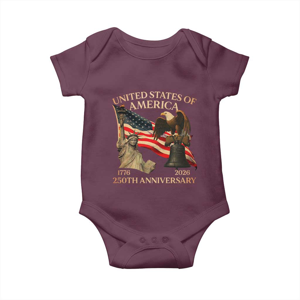 America's 250th Anniversary Baby Onesie United States Of America 250th Independence Day Freedom TS11 Maroon Print Your Wear