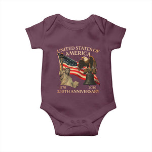 America's 250th Anniversary Baby Onesie United States Of America 250th Independence Day Freedom TS11 Maroon Print Your Wear