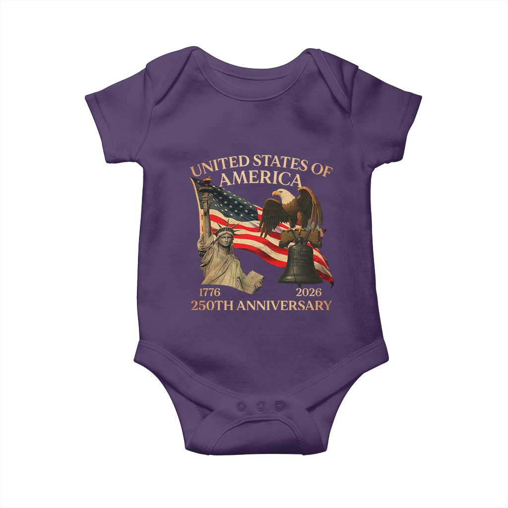 America's 250th Anniversary Baby Onesie United States Of America 250th Independence Day Freedom TS11 Purple Print Your Wear