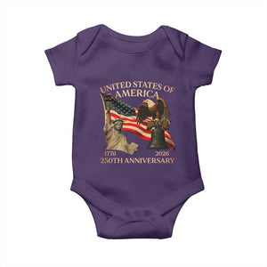 America's 250th Anniversary Baby Onesie United States Of America 250th Independence Day Freedom TS11 Purple Print Your Wear