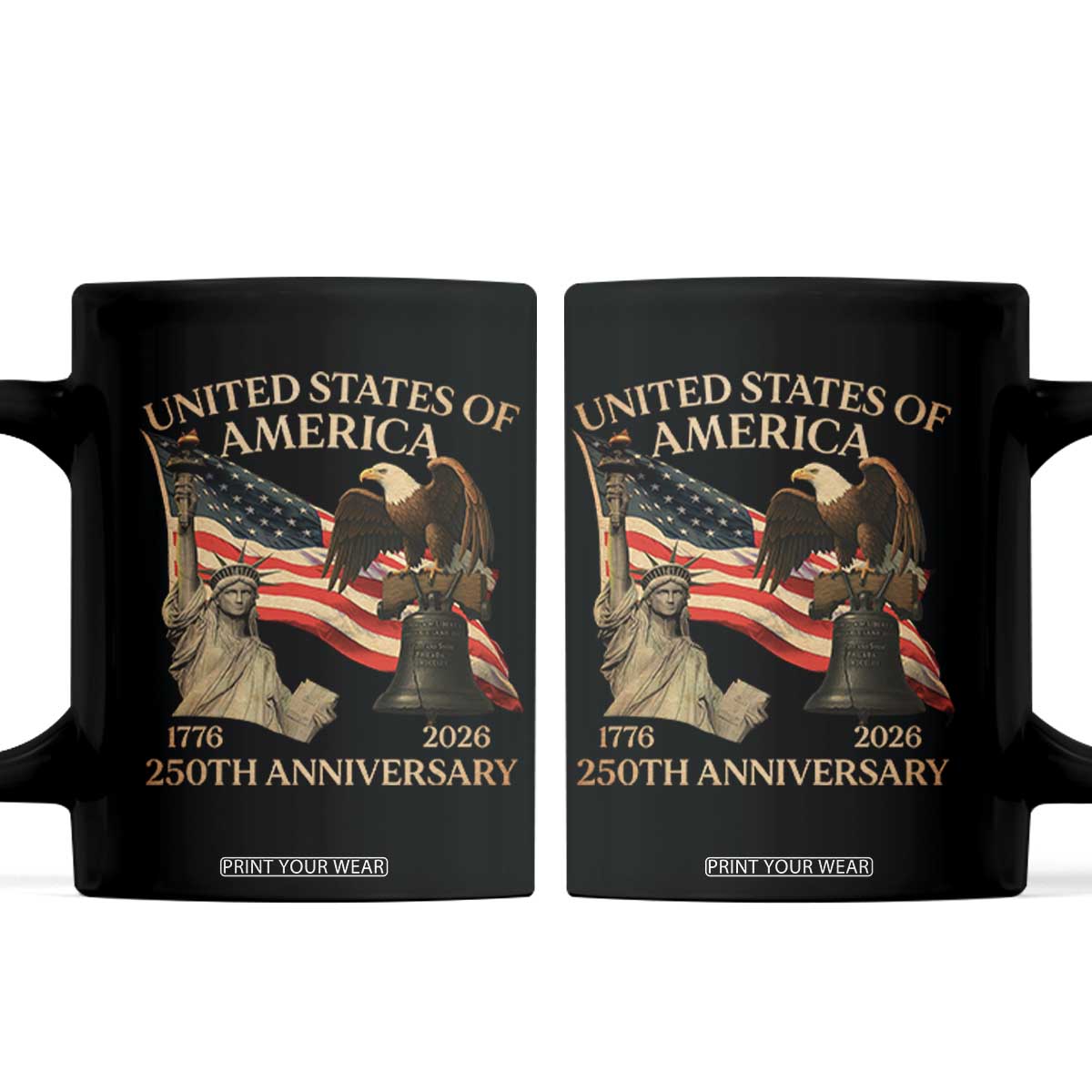 America's 250th Anniversary Coffee Mug United States Of America 250th Independence Day Freedom TS11 Black Print Your Wear