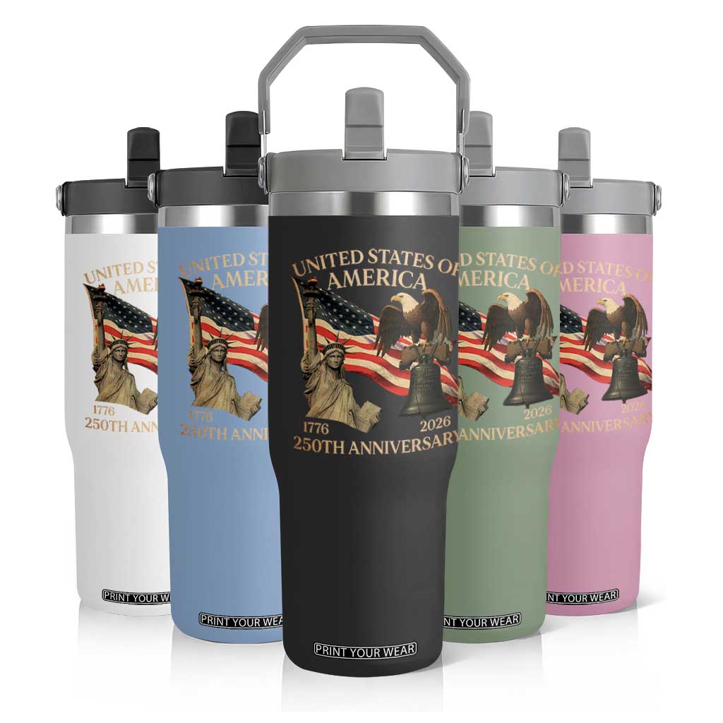 America's 250th Anniversary Flip Straw Tumbler United States Of America 250th Independence Day Freedom TS11 Print Your Wear