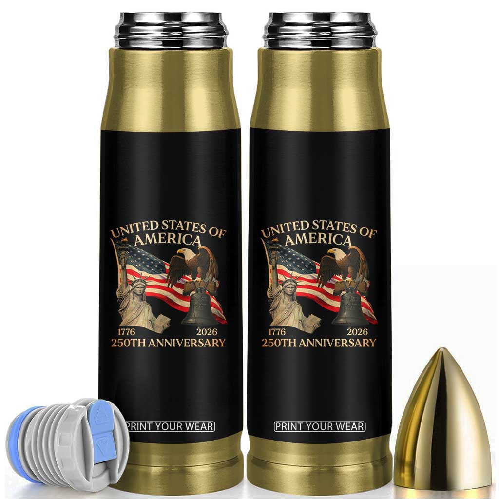 America's 250th Anniversary Bullet Tumbler United States Of America 250th Independence Day Freedom TS11 Black Print Your Wear