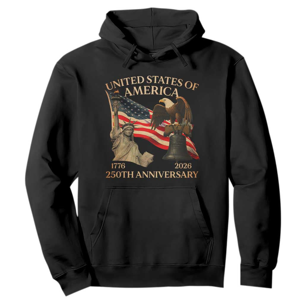America's 250th Anniversary Hoodie United States Of America 250th Independence Day Freedom TS11 Black Print Your Wear