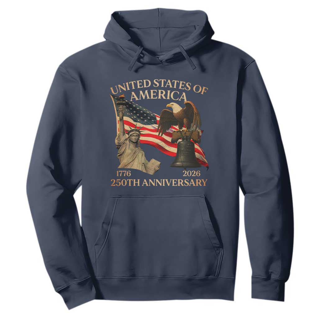 America's 250th Anniversary Hoodie United States Of America 250th Independence Day Freedom TS11 Navy Print Your Wear