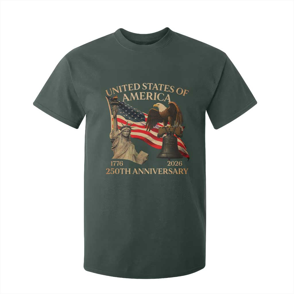 America's 250th Anniversary T Shirt For Kid United States Of America 250th Independence Day Freedom TS11 Dark Forest Green Print Your Wear
