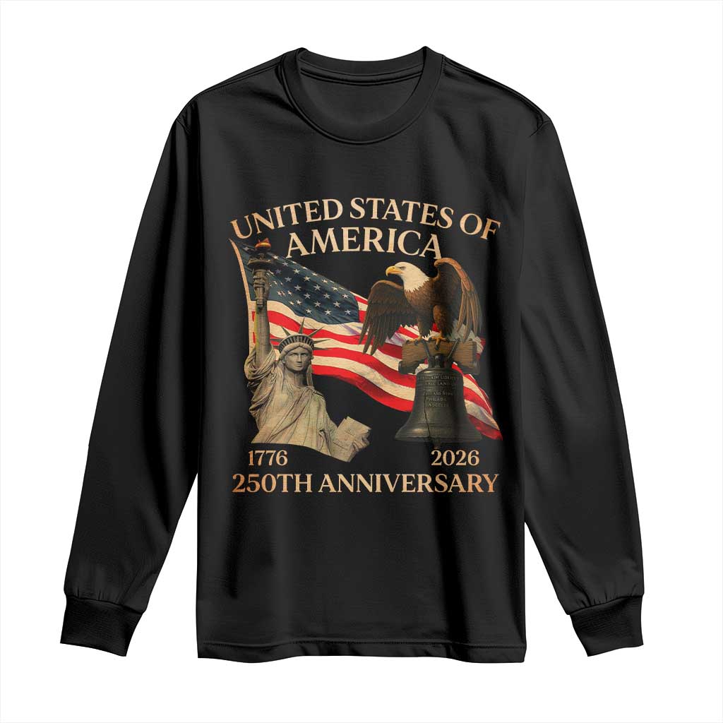 America's 250th Anniversary Long Sleeve Shirt United States Of America 250th Independence Day Freedom TS11 Black Print Your Wear