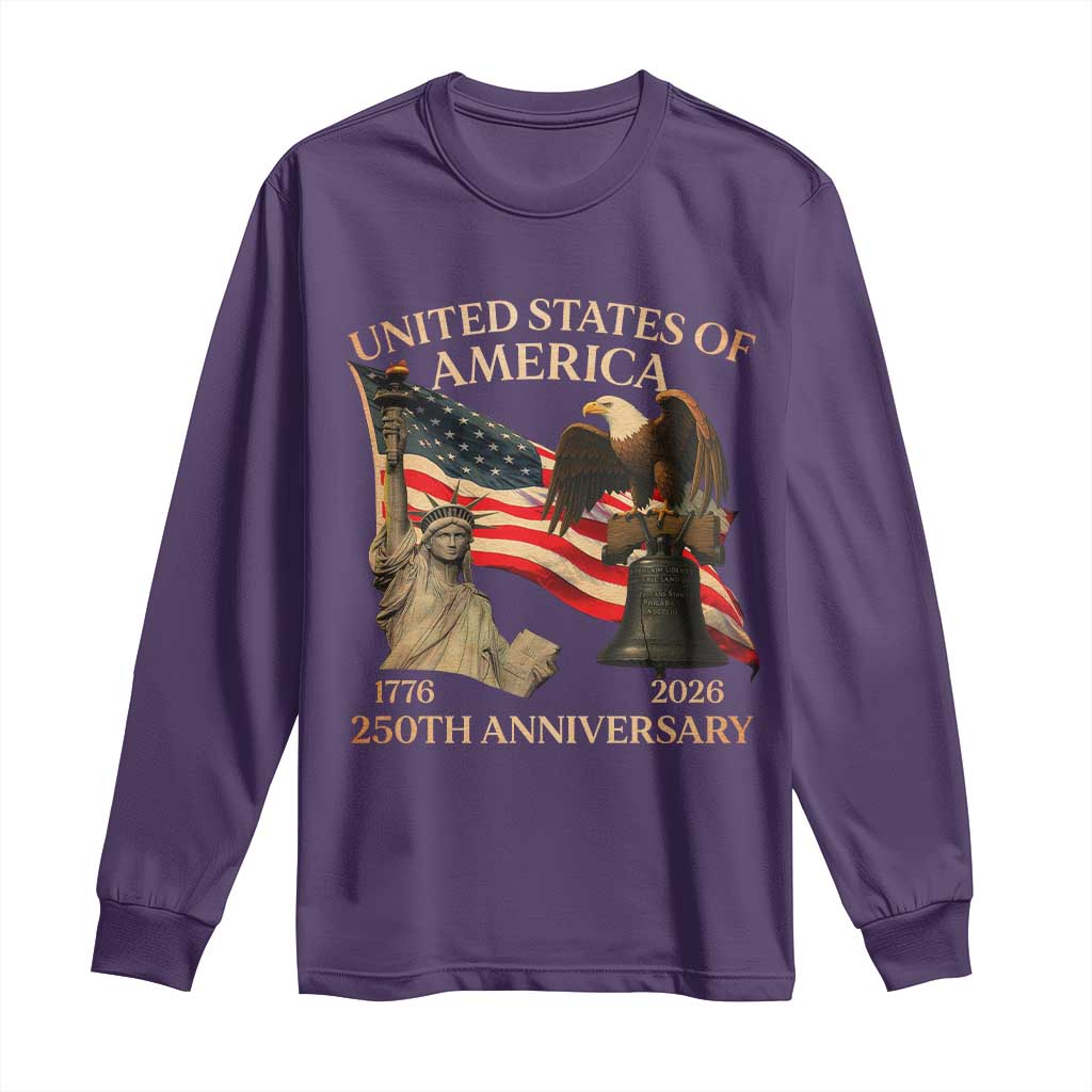 America's 250th Anniversary Long Sleeve Shirt United States Of America 250th Independence Day Freedom TS11 Purple Print Your Wear