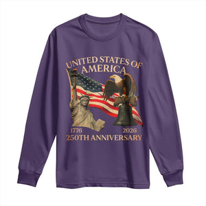 America's 250th Anniversary Long Sleeve Shirt United States Of America 250th Independence Day Freedom TS11 Purple Print Your Wear