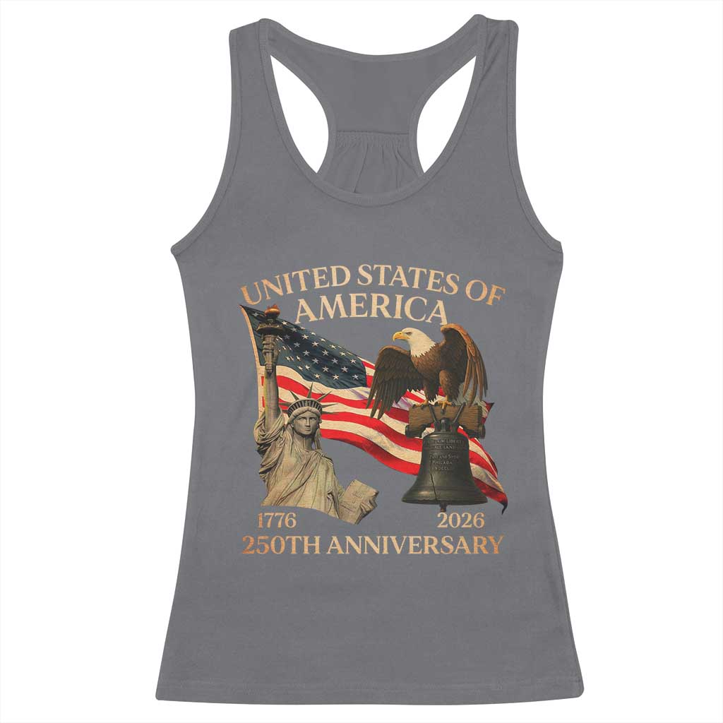America's 250th Anniversary Racerback Tank Top United States Of America 250th Independence Day Freedom TS11 Charcoal Print Your Wear