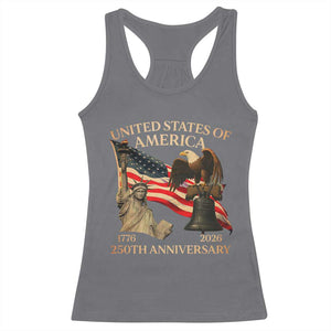 America's 250th Anniversary Racerback Tank Top United States Of America 250th Independence Day Freedom TS11 Charcoal Print Your Wear