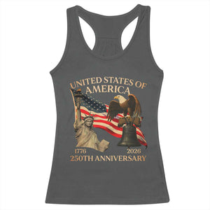America's 250th Anniversary Racerback Tank Top United States Of America 250th Independence Day Freedom TS11 Dark Heather Print Your Wear