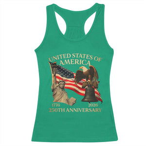 America's 250th Anniversary Racerback Tank Top United States Of America 250th Independence Day Freedom TS11 Irish Green Print Your Wear
