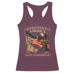 America's 250th Anniversary Racerback Tank Top United States Of America 250th Independence Day Freedom TS11 Maroon Print Your Wear