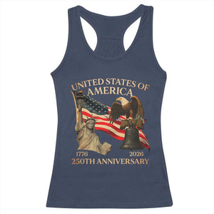 America's 250th Anniversary Racerback Tank Top United States Of America 250th Independence Day Freedom TS11 Navy Print Your Wear