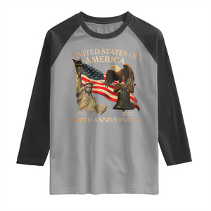 America's 250th Anniversary Raglan Shirt United States Of America 250th Independence Day Freedom TS11 Sport Gray Black Print Your Wear