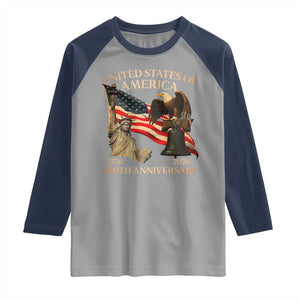America's 250th Anniversary Raglan Shirt United States Of America 250th Independence Day Freedom TS11 Sport Gray Navy Print Your Wear
