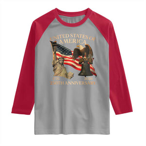 America's 250th Anniversary Raglan Shirt United States Of America 250th Independence Day Freedom TS11 Sport Gray Red Print Your Wear