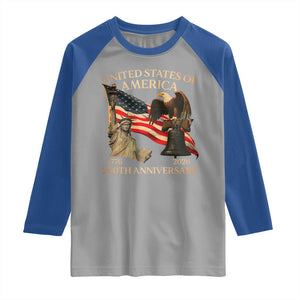 America's 250th Anniversary Raglan Shirt United States Of America 250th Independence Day Freedom TS11 Sport Gray Royal Print Your Wear