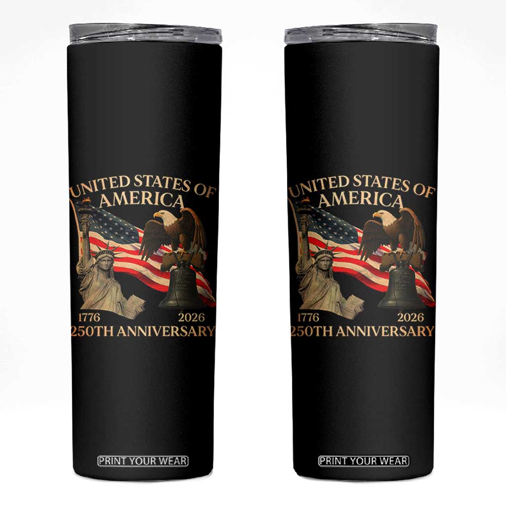 America's 250th Anniversary Skinny Tumbler United States Of America 250th Independence Day Freedom TS11 Black Print Your Wear