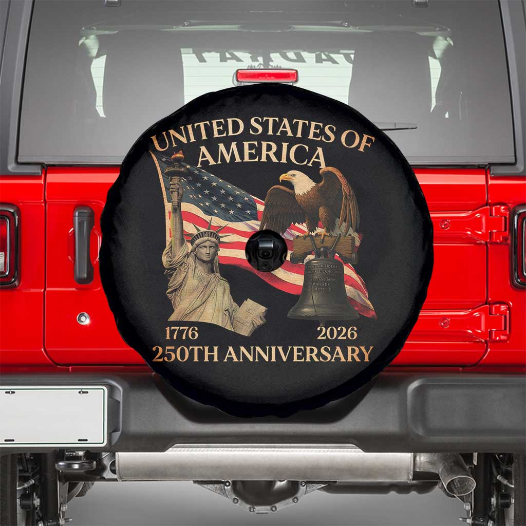 America's 250th Anniversary Spare Tire Cover United States Of America 250th Independence Day Freedom TS11 Black Print Your Wear