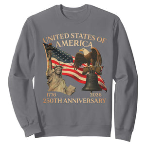 America's 250th Anniversary Sweatshirt United States Of America 250th Independence Day Freedom TS11 Charcoal Print Your Wear