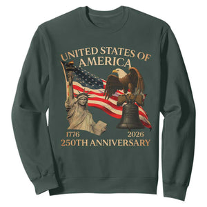 America's 250th Anniversary Sweatshirt United States Of America 250th Independence Day Freedom TS11 Dark Forest Green Print Your Wear