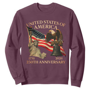 America's 250th Anniversary Sweatshirt United States Of America 250th Independence Day Freedom TS11 Maroon Print Your Wear