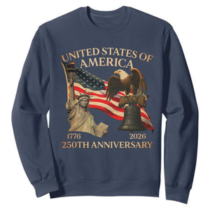 America's 250th Anniversary Sweatshirt United States Of America 250th Independence Day Freedom TS11 Navy Print Your Wear