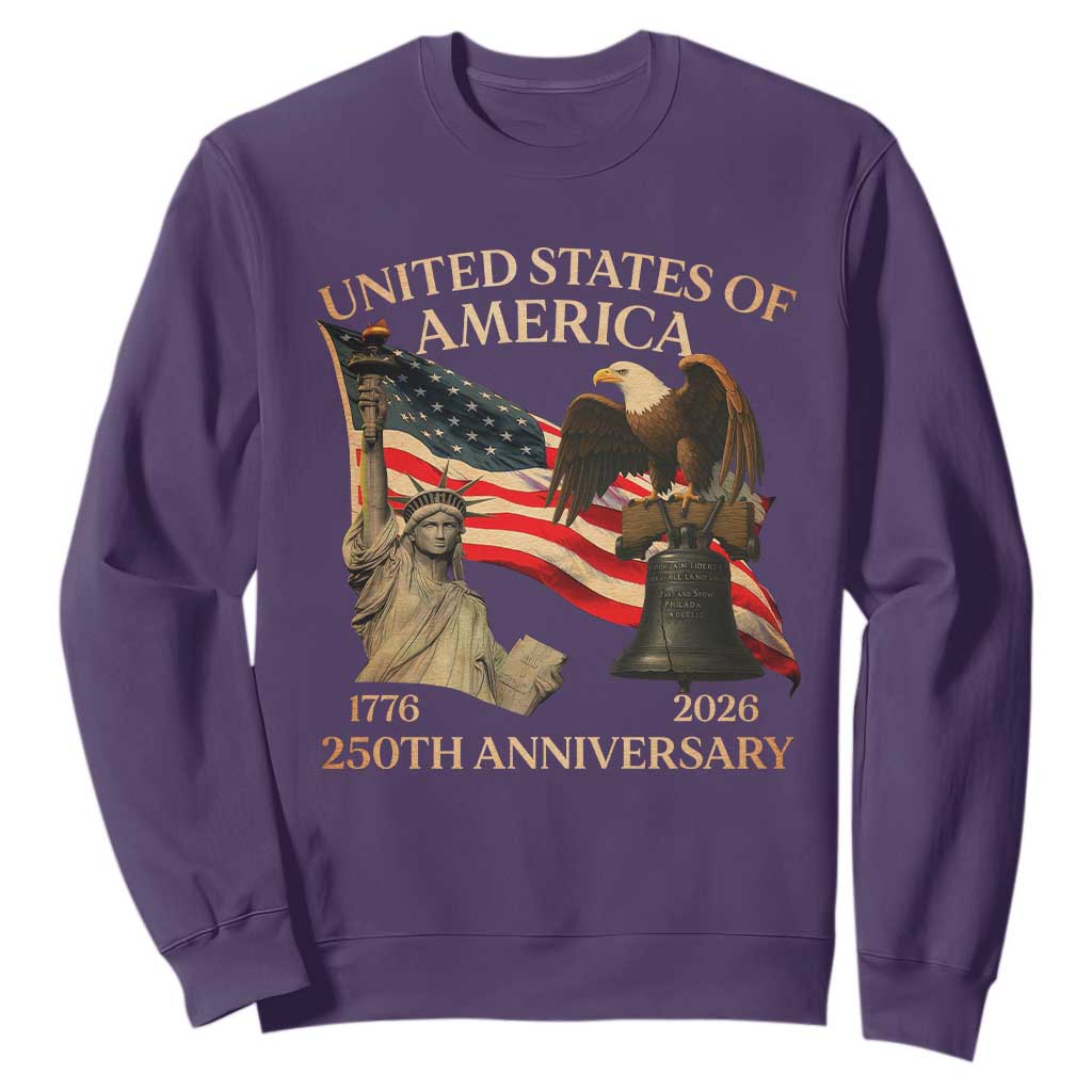 America's 250th Anniversary Sweatshirt United States Of America 250th Independence Day Freedom TS11 Purple Print Your Wear