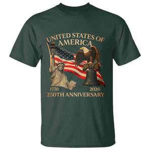 America's 250th Anniversary T Shirt United States Of America 250th Independence Day Freedom TS11 Dark Forest Green Print Your Wear