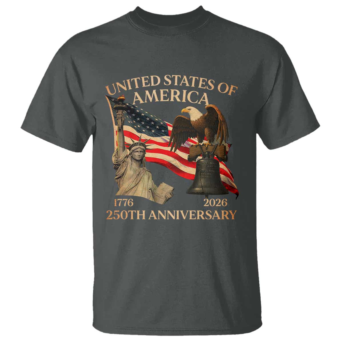 America's 250th Anniversary T Shirt United States Of America 250th Independence Day Freedom TS11 Dark Heather Print Your Wear
