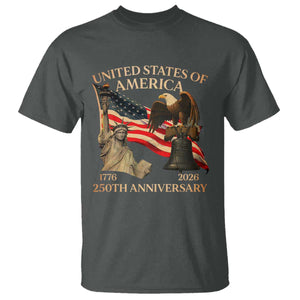 America's 250th Anniversary T Shirt United States Of America 250th Independence Day Freedom TS11 Dark Heather Print Your Wear