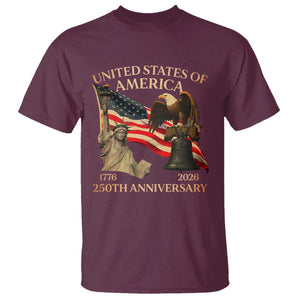 America's 250th Anniversary T Shirt United States Of America 250th Independence Day Freedom TS11 Maroon Print Your Wear