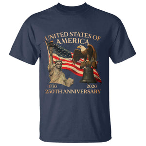 America's 250th Anniversary T Shirt United States Of America 250th Independence Day Freedom TS11 Navy Print Your Wear