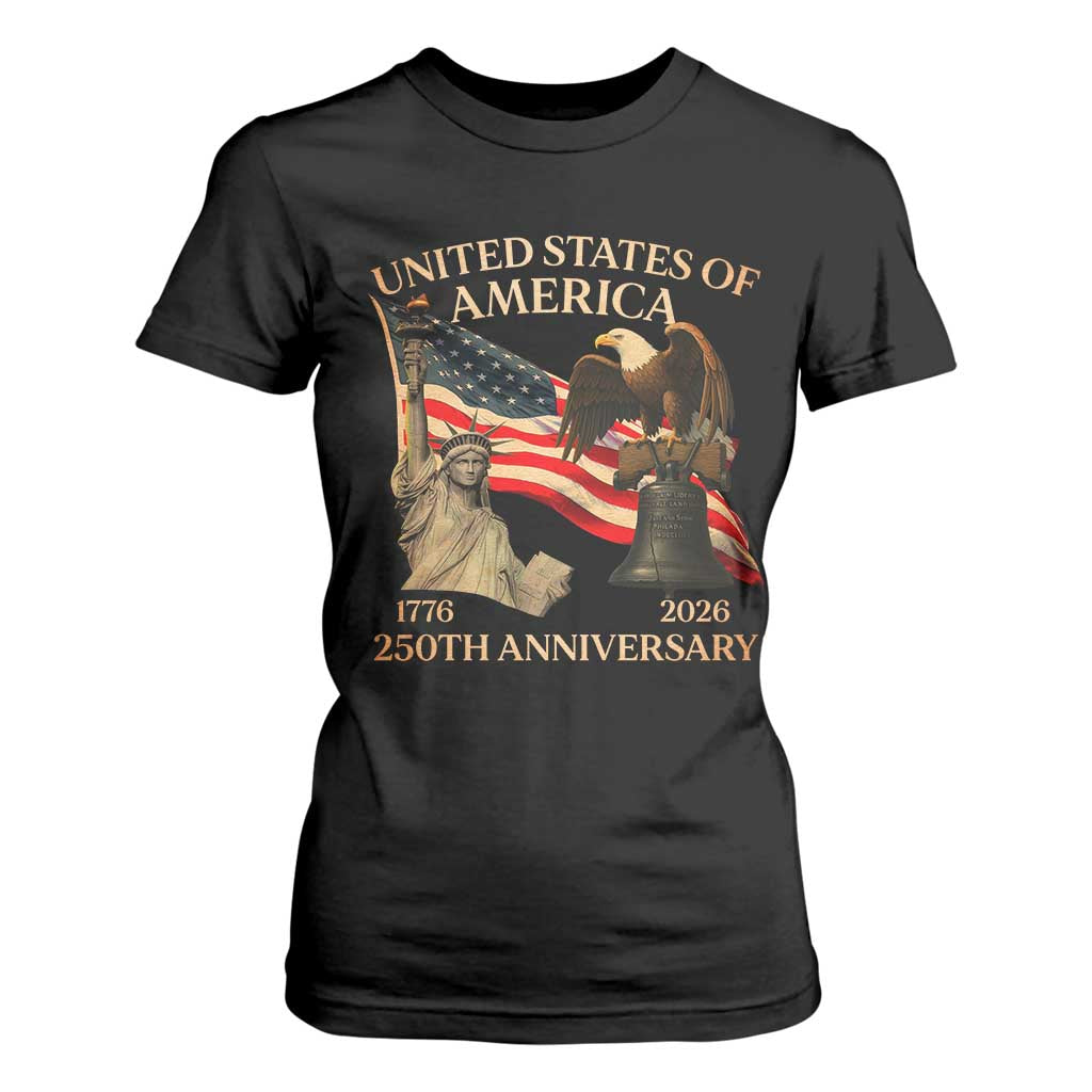 America's 250th Anniversary T Shirt For Women United States Of America 250th Independence Day Freedom TS11 Black Print Your Wear