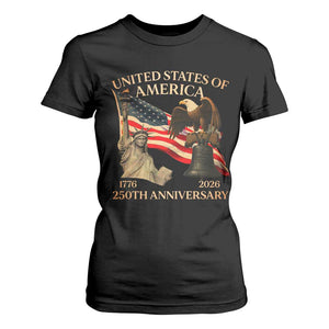 America's 250th Anniversary T Shirt For Women United States Of America 250th Independence Day Freedom TS11 Black Print Your Wear