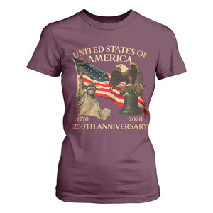 America's 250th Anniversary T Shirt For Women United States Of America 250th Independence Day Freedom TS11 Maroon Print Your Wear