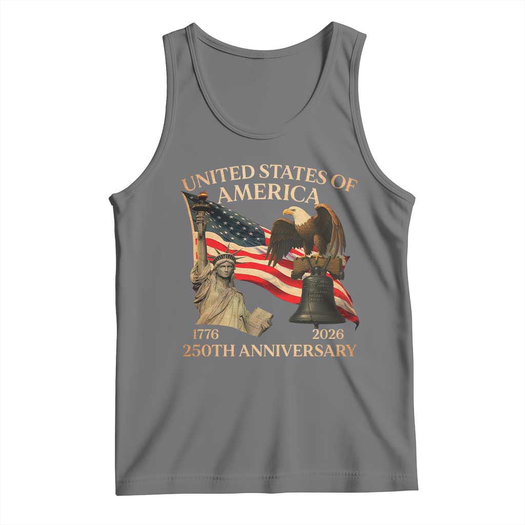 America's 250th Anniversary Tank Top United States Of America 250th Independence Day Freedom TS11 Black Heather Print Your Wear