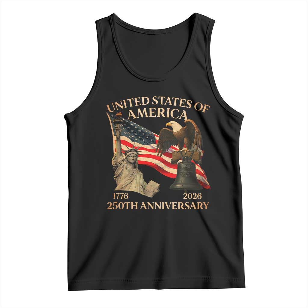 America's 250th Anniversary Tank Top United States Of America 250th Independence Day Freedom TS11 Black Print Your Wear