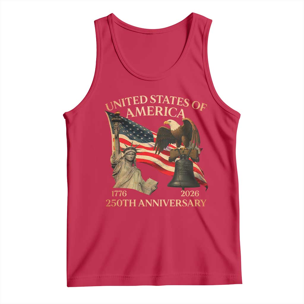 America's 250th Anniversary Tank Top United States Of America 250th Independence Day Freedom TS11 Red Print Your Wear