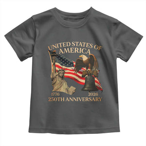 America's 250th Anniversary Toddler T Shirt United States Of America 250th Independence Day Freedom TS11 Dark Heather Print Your Wear