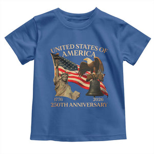 America's 250th Anniversary Toddler T Shirt United States Of America 250th Independence Day Freedom TS11 Royal Blue Print Your Wear